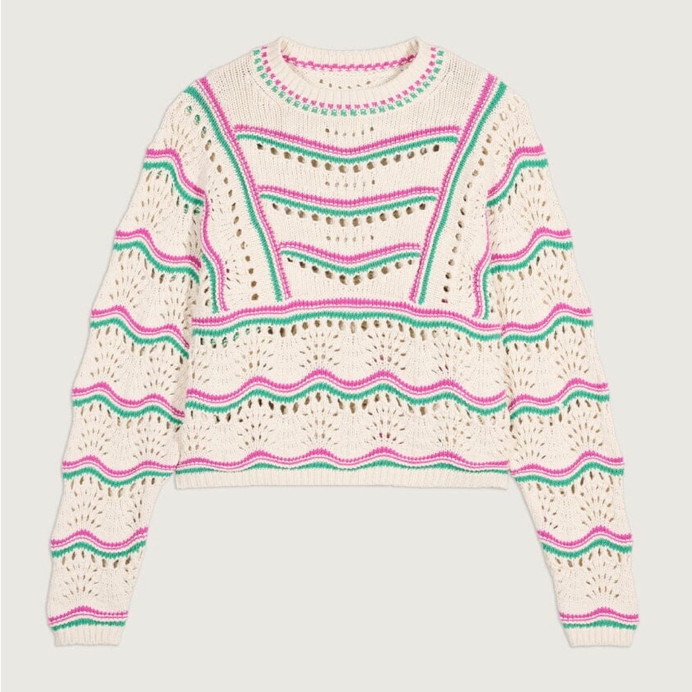 NWOT - BA&SH Hicham Striped Cotton Sweater in Ecru